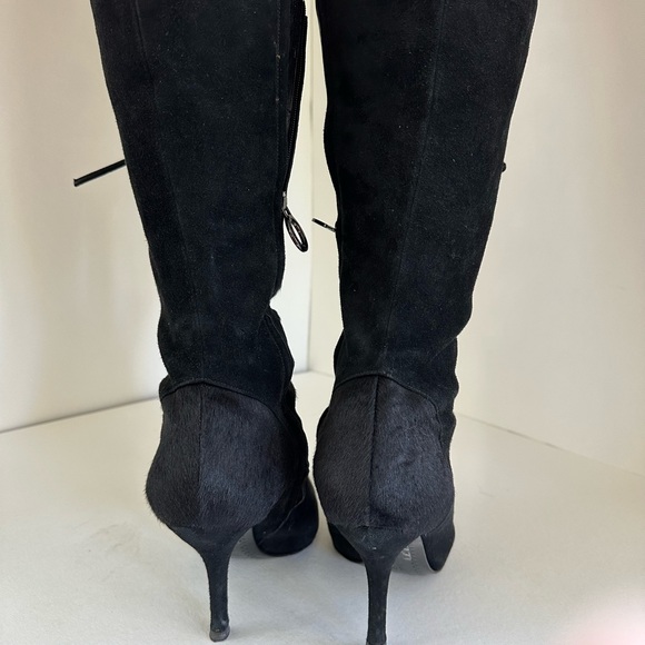 Elegant combined leather and suede Sergio Rossi high heels boots. - Picture 3 of 7